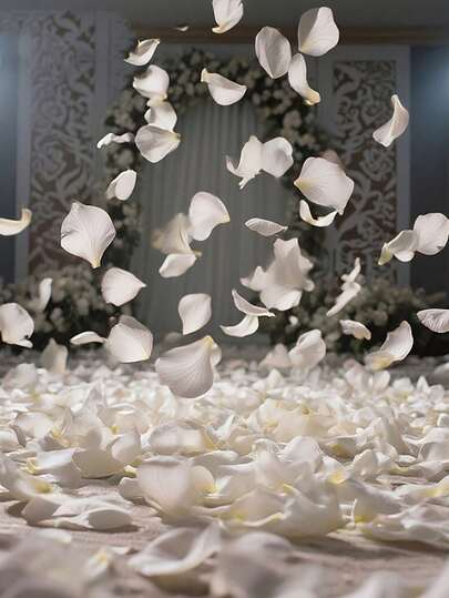 100/1000PCS Cream White Rose Petals, Elegant Faux Glitter Embellishments – For Weddings, Proposals, Bridal Showers, Valentine'S Day, Anniversaries, Romantic Birthday Celebrations, And Scattering Flowers In The Bedroom, Wedding Decor