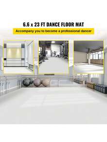Dance Floor  6.6x23ft Dance Floor Roll  0.06in Thick PVC Vinyl Dance Floor  Black White Reversible Portable Dance Floor  Non-Slip Dance Flooring  Ballet Dance Floor For Jazz  Pop  Lyrical Style - 白色 - 查看 2
