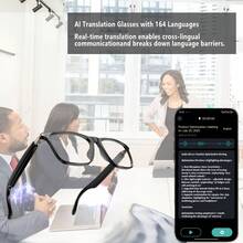 AI Smart Glasses With 160 Languages Real Time Translation Support, Chat GPT System, Multi-Functional Audio Glasses For Men And Women, Built-In Microphone And Speaker, Calls Music Playback And Hands-Free Calling, Physical Color Changing Lens - Black - View 8