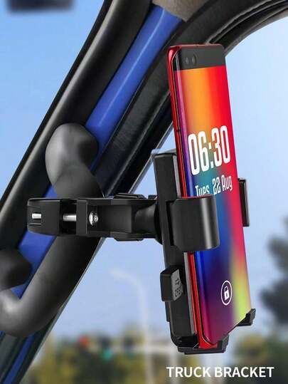 1 st universal navigationshållare för telefon på styret, 360° roterbar stötsäker, passar 3 cm styr och 4,0-7,2 tum telefoner, för motorcykel, elcykel, lastbil, SUV, grävmaskin