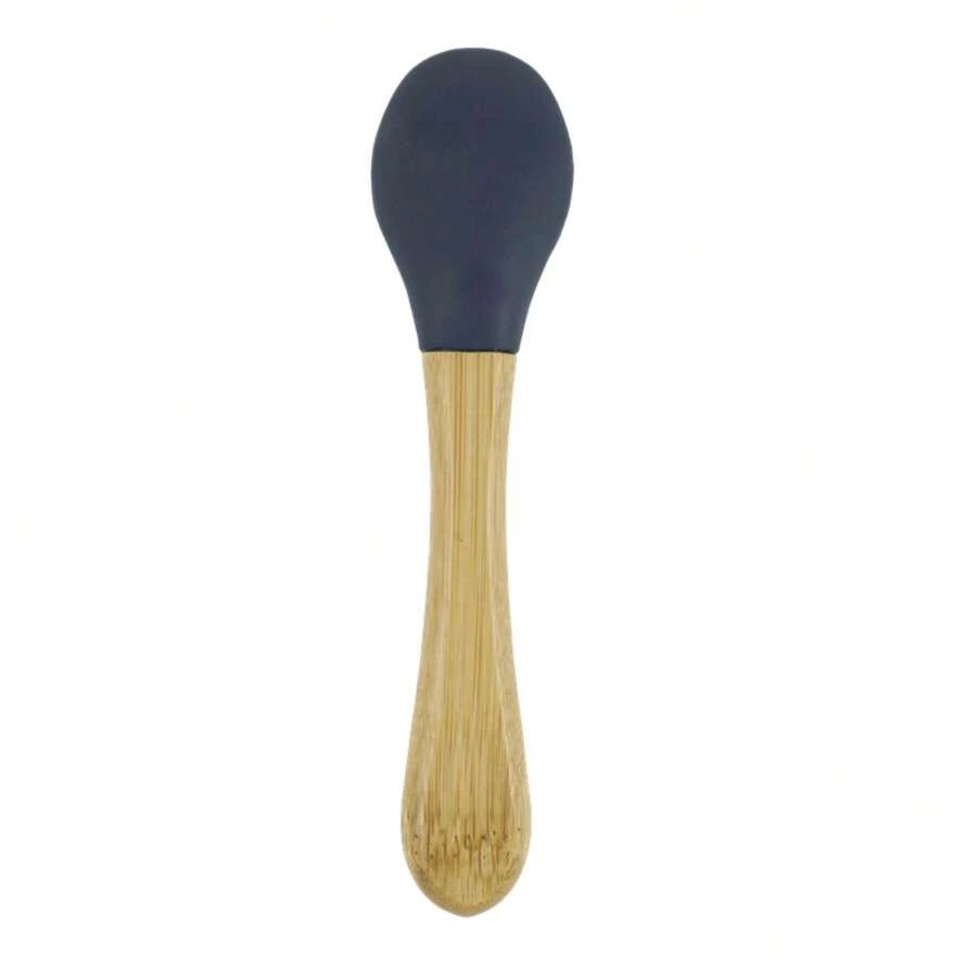 Colher Infantil Bambu e Silicone Azul Escuro Clingo - Azul - Visão 1