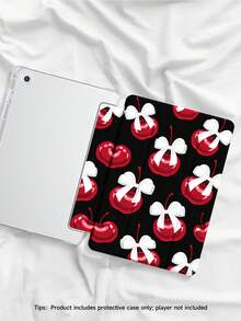 白色蝴蝶结樱桃印花扁平保护套，1个装，兼容iPad 10.2英寸（2021/2020款），兼容iPad第10/9/8代，兼容iPad（A16）11英寸（第11代，2025款），兼容三星Galaxy Tab A8 10.5英寸（2022款），/平板电脑保护套带笔槽，支持自动休眠/唤醒，情人节礼物 - 彩色 - 查看 5
