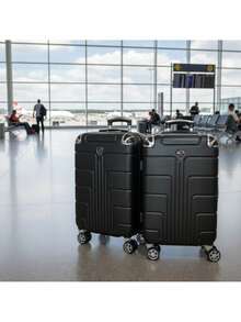 Nueva, Maleta Viaje en Cabina, Evita Filas, Ahorra tiempo, Maleta, Viajes Vacaciones,  Ligereza, Diseño Moderno, Equilibrio, Perfecto, Full Color,  Ideal, Equipaje Gratis, Suave,  Reforzada, Alta Resistencia, Comodidad, Tonos llamativos, Juvenil, Movilidad, Varios Colores, , Tamaño Estándar, Silencioso, Adaptable, Avion, Azul, Rosa, Negro, Plateado, Lila, Menta, Colores, Kit, Importante, Profesional, Perfecta - Negro - Ver 3