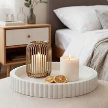 Khay tròn màu trắng họa tiết lượn sóng - Vật trang trí đa năng, phù hợp cho phòng khách/phòng ăn/nhà bếp/phòng tắm | Vật trang trí bàn cà phê/Kệ đựng trái cây - Nhiều màu - Xem 5