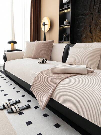 1 Vỏ gối sofa vải nhung kẻ sọc, chất lượng cao, kiểu dáng tối giản hiện đại, chống trầy xước, chống trơn trượt, thân thiện với thú cưng, sử dụng được quanh năm, có thể giặt máy, phù hợp với sofa 1/2/3/4/5 chỗ ngồi và sofa mô-đun, ghế ngồi cạnh cửa sổ, ghế văn phòng, thanh lịch và thoải mái, tăng thêm niềm vui cho gia đình và văn phòng.