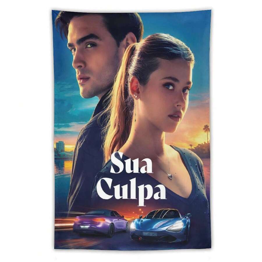 1pc Culpa Mia Italian Drama TV Series Inspired Tapestry Wall Art - Vertical Italian Text & Character Design Fabric Hanging For Living Room, Bedroom, Office Decor - No Batteries/Electricity Home Decoration Gift, Room Aesthetics, Handcrafted Design, Highquality Print, Interior Designers - Multicolor - View 1