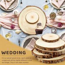 3pcs Natural Round Discs Rustic Wood Slices Unfinished Wood Kit Circles Crafts Tree Slices With Bark Log Discs For DIY Arts And Wedding Party Potluck Banquet Ornaments Solid Wood Coasters - Wooden Coasters - View 2
