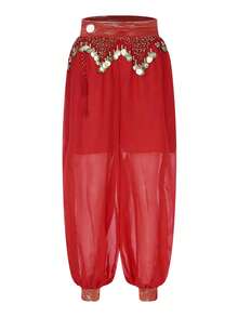 1 chiếc quần harem múa bụng cho nữ, trang phục Halloween Carnival, đính sequin, tua rua, quần ống rộng có họa tiết đồng xu, quần biểu diễn múa Ả Rập. - Nhiều màu - Xem 21