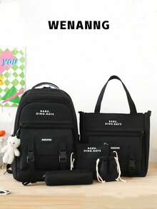 5pcs/Set Back To School Backpack Set, Classic Basic Backpack Set, Large Capacity Multi-Piece Set, Includes Backpack, Handbag, Crossbody Bag, Pencil Case And Coin Purse, With Laptop Compartment. Casual & Fashionable Multi-Functional Backpack, Contrasting Color High-Quality Canvas Material, Adjustable Shoulder Straps And Spacious Multi-Pocket Design.