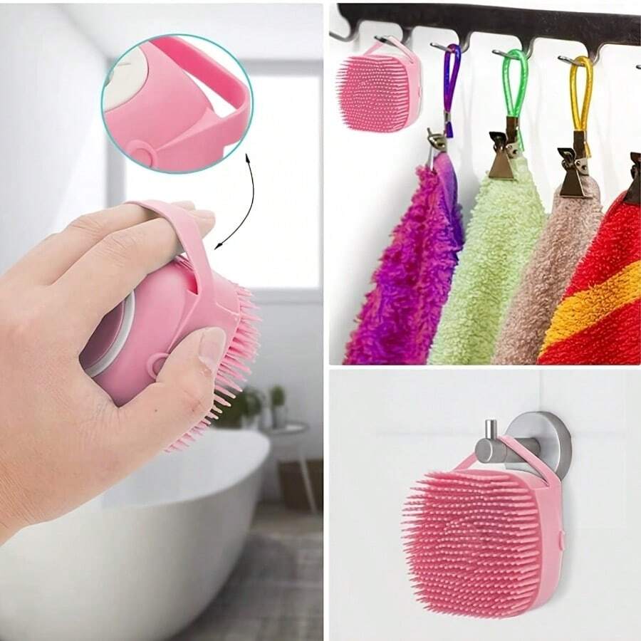 宠物洗澡按摩刷，带皂液器，硅胶挂式，猫狗通用，狗狗洗发刷，狗狗洗发刷，牙齿清洁刷，去角质洗发按摩刷，生日节日礼物，斋月礼物，宠物用品