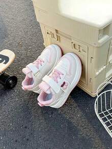 1双儿童低帮系带运动鞋，耐磨橡胶鞋底，时尚步行鞋 - 粉色 - 查看 7