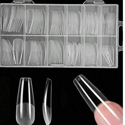 120pcs Long Coffin Nail Tips Fake Nails Tips Long Acrylic Nails Tips Clear Press On Nails Soft Nail Tips Full Cover False Nails Artificial Fingernail For Nail Extensions,Press On Nails For Home DIY Nail Salon,12 Size
