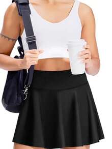 's Short Skirt For Dance, Sports, School, Youth, Black, Fits Ages 14-16 - 黑色 - 查看 1
