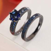 2 Pieces Copper Ring Set For Women, Elegant Retro Bridal Layering Ring With Sparkling Zirconia, Daily/Wedding Jewelry, Valentine's Day Gift - Wedding Rings 5 - View 21