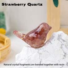 1件天然水晶树脂鸟摆件，室内外家居装饰雕像，圣诞节万圣节礼物，口袋大小的水晶动物饰品，圣诞节和万圣节礼物，经典鸟类雕像，可作为天然石材装饰摆件 - 滴膠小鳥 - 查看 16