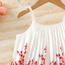 女童渐变印花套装 - 褶皱吊带背心 + 阔腿裤，2 件套，夏季度假风 - 紅色 - 查看 3