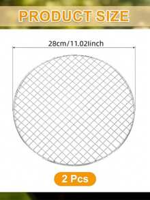 2 Packs Multi-Purpose Stainless Steel Barbecue Round BBQ Grill Net/Mesh/Rack/Grate/Steam Mesh (No Foot) (28cm /11.02inch) - Silver - View 8