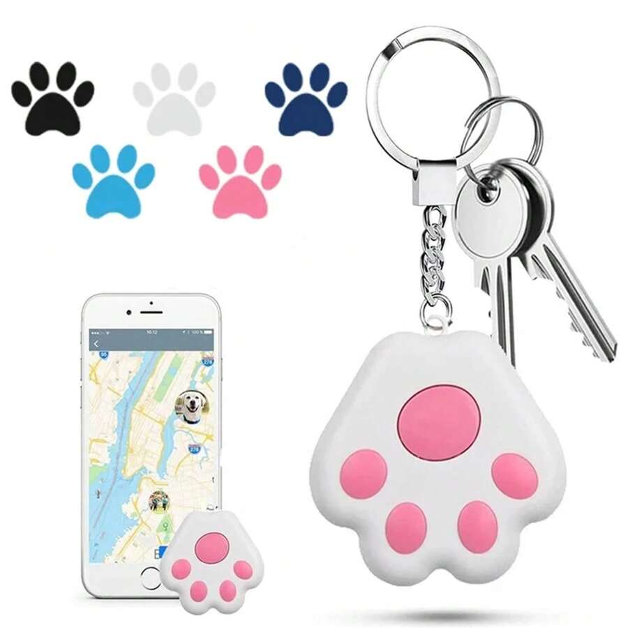 rastreador GPS inalámbrico, dispositivo de seguimiento inteligente antipérdida compatible con para localizador de llaves, accesorios para Collar de perro y gato - Blanco - Ver 1