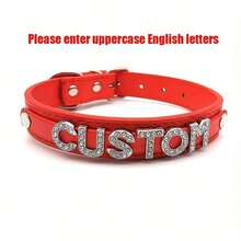 Local Delivery -Customized Festival Gift 1pc Sexy Cute PU Leather Custom Name Letters Choker Collar Personalized Cosplay - Đỏ - Xem 6