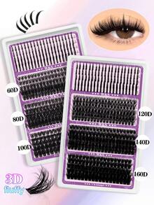 20对D/DD卷翘尖刺睫毛簇 + 60D/80D/100D/120D/140D/160D卡通风格睫毛簇，0.07mm动漫风格睫毛延长，尖刺仙女睫毛簇，尖刺单根睫毛，适合新手，可重复使用，适用于派对、婚礼、约会、万圣节和日常佩戴