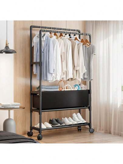 Senmeo Tendedero con ruedas 3 en 1: organizador multifuncional para zapatos, sombreros, ropa y pantalones | Tendedero con ruedas que ahorra espacio para dormitorio/entrada