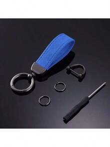 1pc Faux Fur Car Key Chain, Metal Key Ring, Creative Gift, Leather Key Chain, Car Accessories - A - View 13