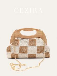 Women's Clutch Bag Luxury Design Fashionable Embroidered Floral Patterns Fabric Pouch Wooden Frame Magnet Closure Handbag Long Chain Shoulder Cross Body Purse Daily Holiday Travel Vacation Gift - Multicolor - View 5