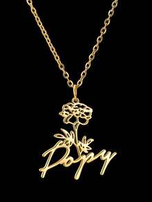 12 Birthday Flowers, Birthday Necklace, Personalized Customized Flowers+Name, 18k Gold Stainless Steel Customized Jewelry Necklace, Comes With Exquisite Gift Box, Used As Birthday Gift Box, Valentine's Day Gift, Commemorative Item. - Gold - View 11