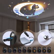 3/6/10颗LED投影灯 | 360°旋转，营造节日氛围，适用于墙壁、天花板、室内、卧室、复活节、斋月装饰，USB供电 - 黑色 - 查看 7