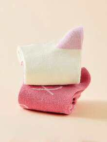 5双装女童爱心图案袜子，休闲百搭，适合春、夏、秋季穿着，1-16岁儿童适用 - 彩色 - 查看 5