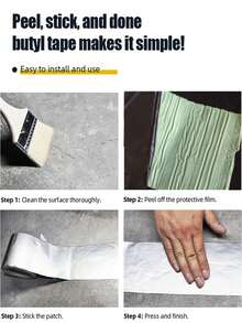 1 Roll Waterproof Tape, High Temperature Resistant Thick Butyl Rubber Tape, For Wall, Swimming Pool, Roof Crack, Pipe Repair Sealing Self-Adhesive Tape - Multicolor - View 7