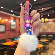Mattel K-Pop 女巫组合毛球钥匙扣吊坠，背包挂饰，汽车钥匙链，可爱钥匙圈，卡通情侣包包挂饰，冬季 - 彩色 - 查看 11