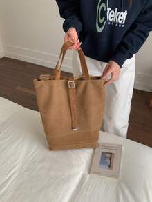 大容量休闲多功能手提包，宽松银色可调节搭扣手提包，简约帆布包，小巧设计，适合户外、工作、购物、短途旅行，可腋下携带 - 彩色 - 查看 8