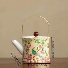 Enamel Palace Style Uplifting Teapot Set, Ceramic Chinese Kung Fu Tea Set With Teapot, Tea Cups, Water Pot For Home Use - Multicolor - View 4