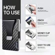 RFID Blocking Minimalist Slim Card Holder, Men's Business Holder Pocket Cash Credit Slim Wallet, American Flag Artcraft Card Holder With Money Clip, Men's Wallet - Carbon Fiber - 查看 6
