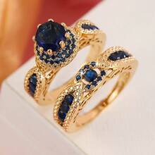 2 Pieces Copper Ring Set For Women, Elegant Retro Bridal Layering Ring With Sparkling Zirconia, Daily/Wedding Jewelry, Valentine's Day Gift - Wedding Rings 2 - View 43