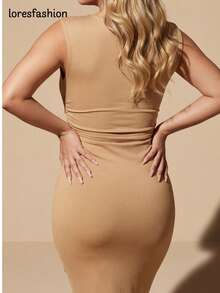 Women Long Dresses - Beige - View 2