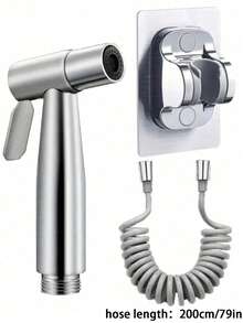 6-Piece Modern 2-In-1 Multi-Functional Toilet Bidet Sprayer Set, Wall-Mounted High Pressure Toilet Sprayer Kit, Dual Control Dual Inlet 3-Way Valve, Handheld Bathroom Cleaning Nozzle, Wall-Mounted Quick Release Swivel Lock, Painted Surface, Retractable Hose And Bracket. Suitable For Bathroom Flushing, Shower Cleaning, Home Bathroom, Restroom And Kitchen. Upgrade Your Bathroom, Essential Modern Bathroom Accessory, Ideal Holiday Gift. - Silver - View 17