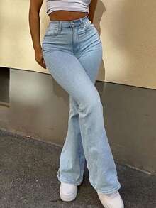 Women's Butt Lifting Jeans, High Stretch Tummy Control Skinny Pants, Fashionable Elegant Casual Trousers Suitable For Dates, Commuting, Shopping Spring - Light Wash - View 2