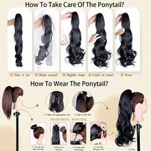 16 Inch Women's Wavy Synthetic Ponytail Clip-On Hair Extension With Headband Design - Multicolor - View 7
