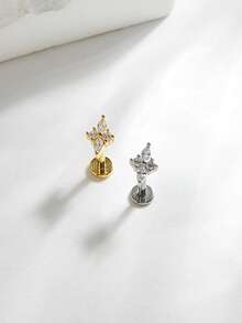 1件时尚简约优雅钻石不锈钢耳钉，适合女性日常佩戴 - 星星 - 查看 1