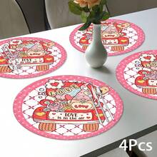 2pcs/4pcs/6pcs Heart-Shaped Silicone Placemats, Valentine's Day Style Pattern, Holiday Gift, Seasonal Decor, Suitable For Dining Table, Coffee Bar, Washable, Home Decor, Coasters, Drain Mats, Kitchen Table Mats, Indoor/Outdoor Party Decorations, Ideal Gift - Multicolor - View 13