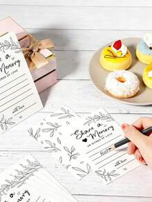 50pcs White Memory Sharing Cards With 1pc Paper Information Box For Celebration, Memory Card Storage Box With 50 Sharing Cards, Life Card Box, Decor For Celebrating Life, Wedding, Birthday, Retirement, Funeral And Other Occasions - Multicolor - View 6