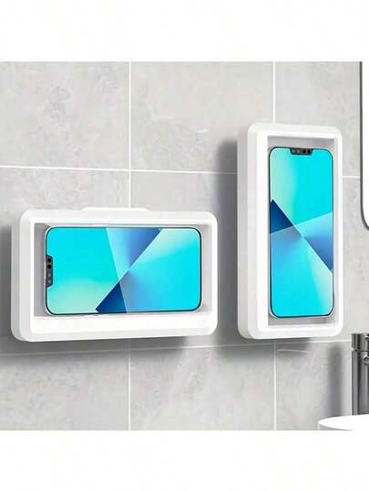 1Pc 360° Rotatable Drill-Free Shower Phone Holder, IPX Waterproof Anti-Fog, Fits 4-7 Inch Phones With Case, ABS Adjustable Stand For Bathroom Kitchen