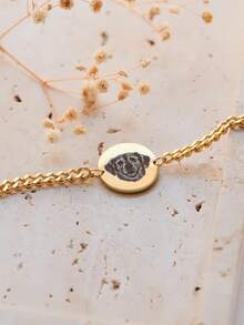 1pc Customized Photo & Name Bracelet, Personalized Thick Curb Chain Photo Bracelet, Double Customization Of Photo & Name, Unique Photo Gift For Partner, Family, Friends, Unisex Customized Valentine's Day Gift - Customized Picture Bracelets - View 7