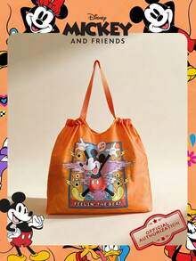 Disney 1个官方授权米奇图案收纳袋，大容量购物袋，可折叠手提袋，抽绳单肩包，轻便手提包，官方授权正品，女士/女孩/女性适用，适合日常/购物/外出 - 橘色 - 查看 13