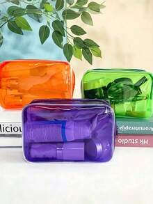 Transparent PVC Material Large Capacity Cosmetic Bag, Convenient & Minimalist Storage Pouch - Multicolor - View 9
