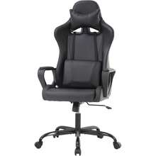 PayLessHere Ergonomic Racing Desk Chair Gaming Chair Computer Chair With Armrests 360° Swivel & Caster Pu Desk Task Chair Executive Headrest Lumbar Support For Back Pain Women Men And Adults (Black) - 黑色 - 查看 7