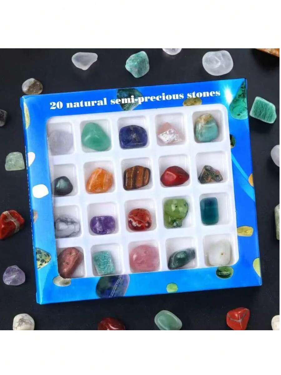 Elegant Crystal Gemstone Box Set - 20 Unique Natural Stones For Jewelry, Watches & Home Decor - Set - View 1