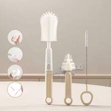 طقم فرشاة كوب متعددة الوظائف 3 في 1: فرشاة زجاجة طويلة + فرشاة تنظيف الأخاديد + فرشاة القش. كوب واحد، استخدامات متعددة، تنظيف شامل، شعيرات ناعمة، غير كاشطة، تخزين معلق، توفير مساحة. تنظيف عميق لبقع القهوة والبقايا الشاي والبقايا في الزجاجات، أداة تنظيف مطبخ أساسية! - فرشاة تنظيف متعددة الوظائف من السيليكون - مشاهدة 4